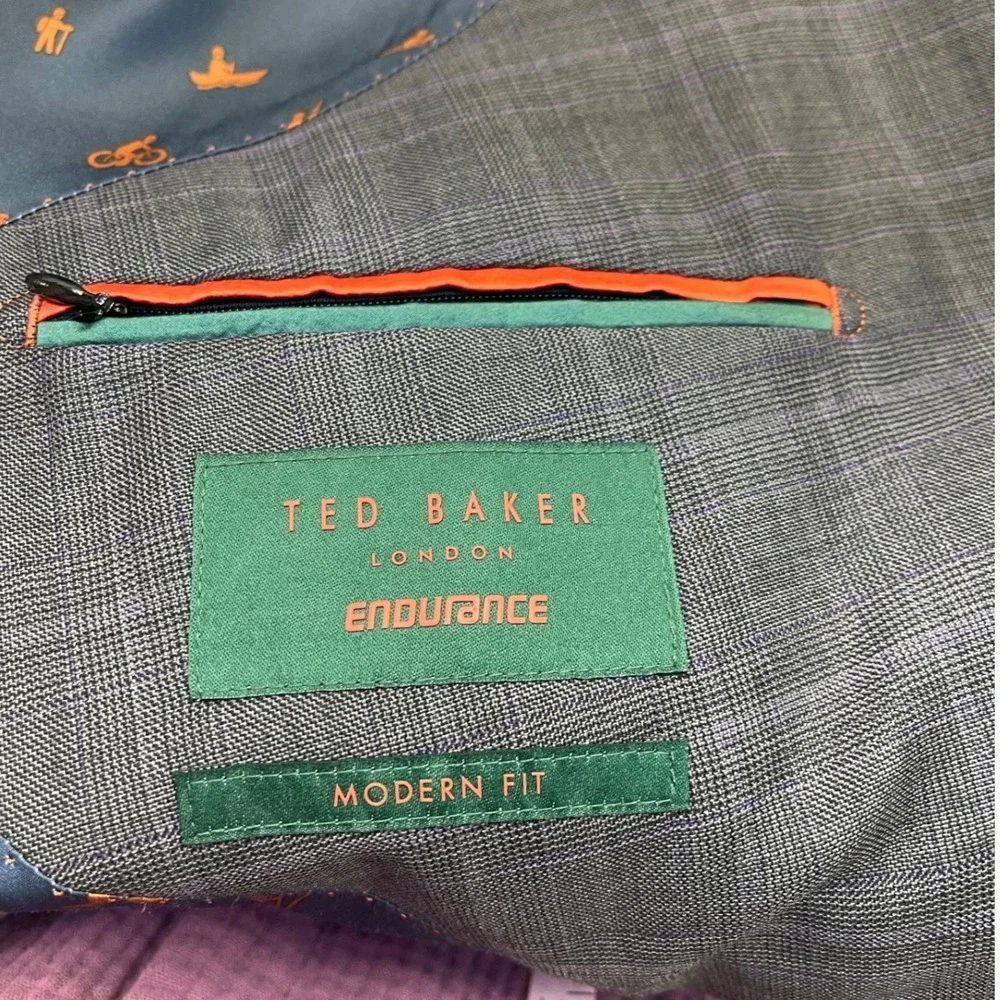 TED‎ BAKER LONDON Endurance Modern Fit Plaid Wool Blazer 44R Jacket Tailored